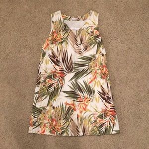 J JILL XS PETITE FLORAL PALM SHIFT DRESS WITH LINING
